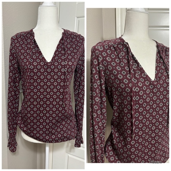 Michael Kors Tops - Michael Kors Merlot Long Sleeve Blouse